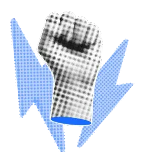 Grafika halftone, zaciśnięta pięść