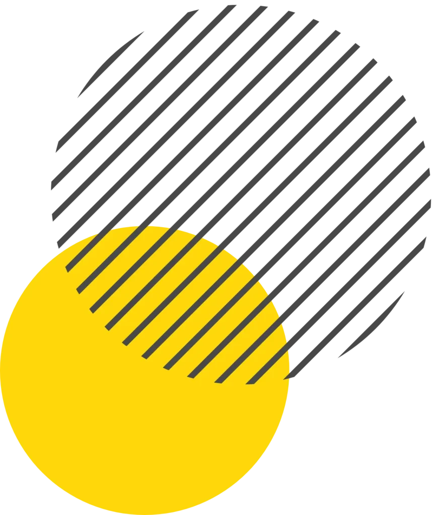 Element dekoracyjny, żółta kropka i szare paski