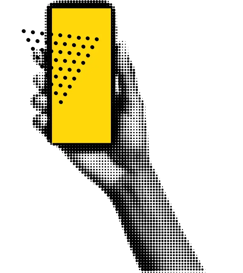 Grafika w stylu halftone - dłoń trzymająca żółty telefon
